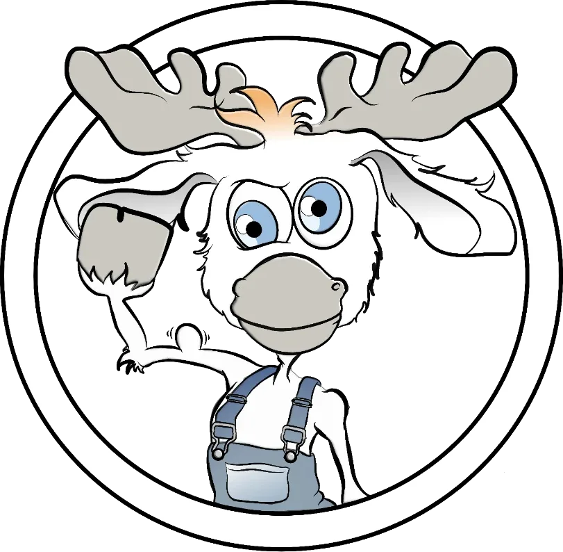 Rond badge-ontwerp met Thore die zijn spierballen laat zien.